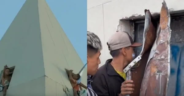 Rompen puerta para ingresar al Obelisco